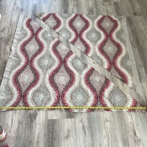 Beautiful embroidered fabric remnant quilts